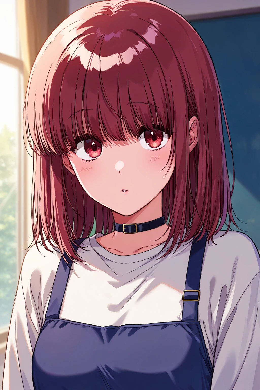 masterpiece, best quality, absurdres, safe
1girl tayama alternate hairstyle red hair medium hair red eyes
white shirt
<lora:smoking_manga_il_2:1>