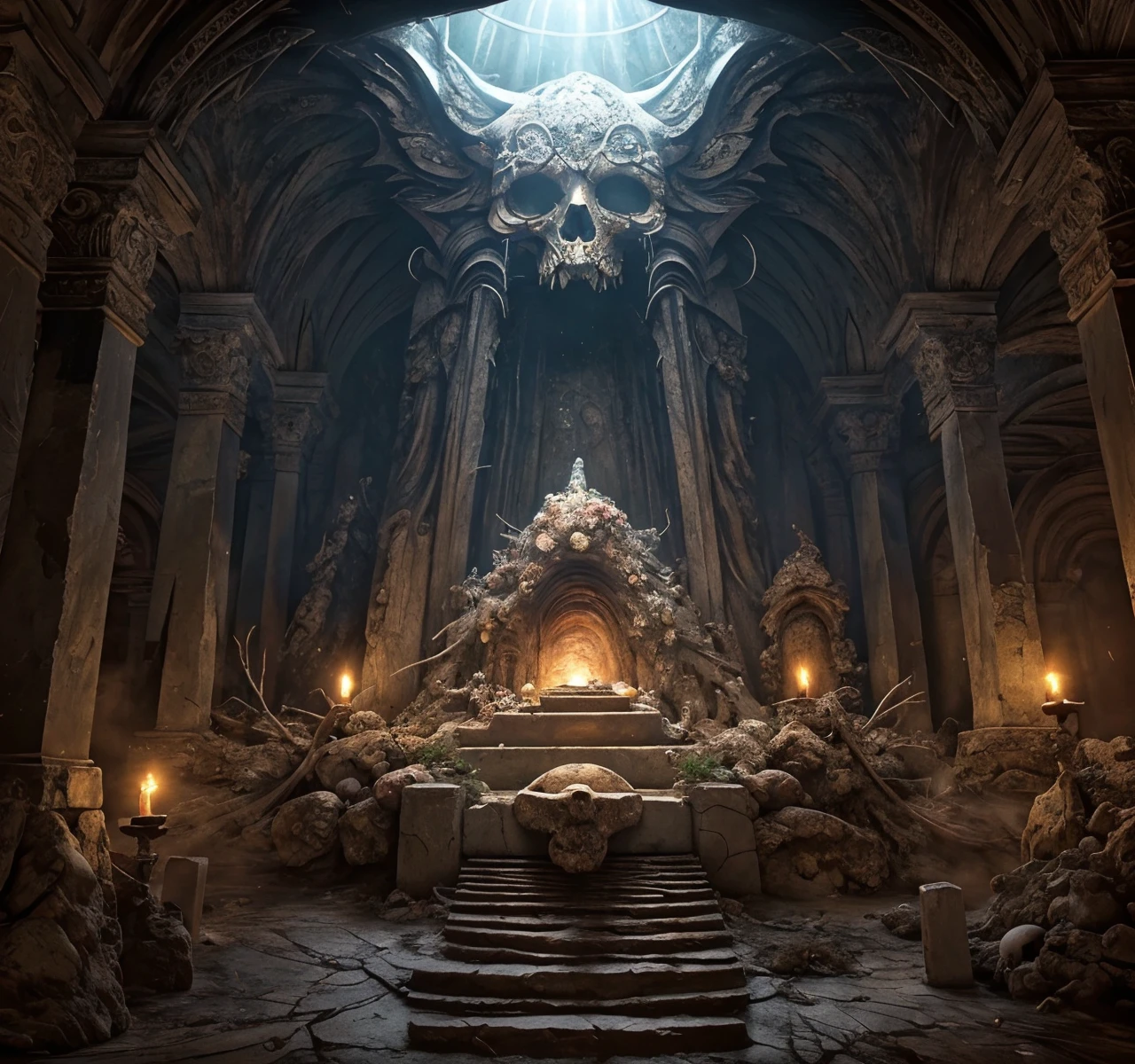 RAW photo, (masterpiece:1.3), subsurface scattering, heavy shadow, (high quality:1.4), (intricate, high detail:1.2), professional photography, HDR, High Dynamic Range, realistic, ultra realistic, photorealistic, high resolution, film photography, ambient lighting, atmospheric effects, <lora:detail_slider_v4:2>, OverallDetail, a magical fantasy tomb with open graves, treasure, ReDe, <lora:RealmsOfTheDead-10:0.8>, epiCPhoto