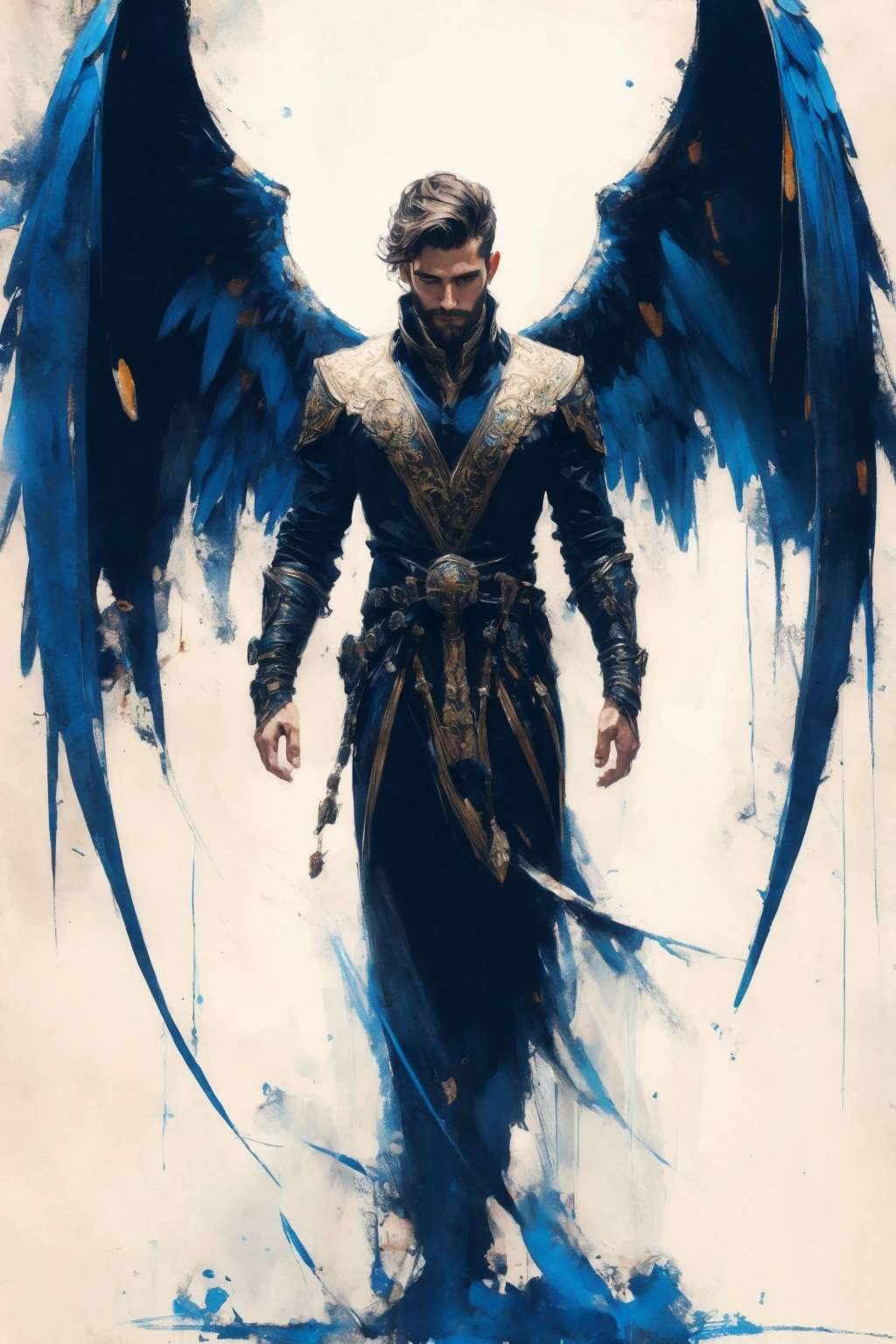 traditional art, handsome man, wings