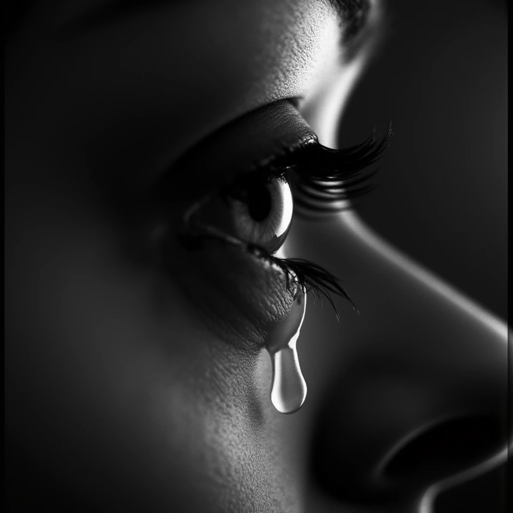 cinematic film still of <lora:sad crying style v1.5:0.9>
In crying style, a side view of a woman's eye with a tear hanging from it, solo, 1boy, monochrome, greyscale, male focus, melodrama, themed, sharp, detailed, epic cinematic photography, artistic, dramatic light, cinematic color style, Kodak film style, crying style, 1girl, close-up, realistic, photorealistic, closeup, side view, blurry, lips, tear drop:1, shallow depth of field, vignette, highly detailed, high budget, bokeh, cinemascope, moody, epic, gorgeous, film grain, grainy