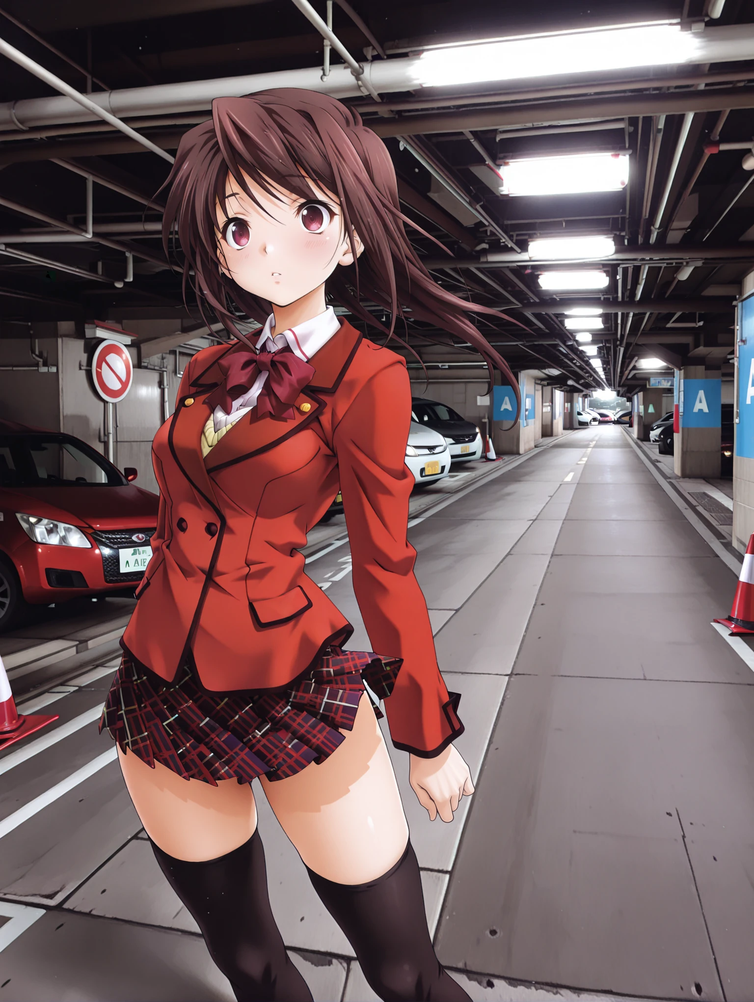 masterpiece,best quality,amazing quality,
1girl,solo,<lora:hina_asuka_ilxl_v1:1>,h_as,a_clothes,blazer,red plaid skirt,black_thighhighs,<lora:Fixhands_anime_bdsqlsz_V1:1>,dynamic_angle,cinematic_angle,looking ahead,<lora:mpl_ilxl_v1:1>,m_p_l,car,ground vehicle,road sign,traffic cone,standing,vanishing point,
