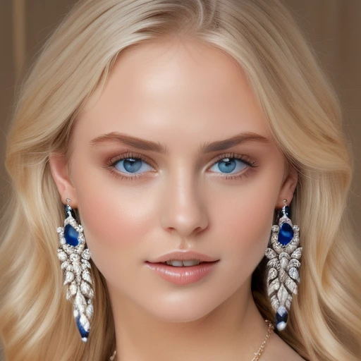 jeune fille, Fairly long blonde wavy hair , blue eyes, with a very pretty diamond shaped face, average size bust, head of&#39;artwork, high quality