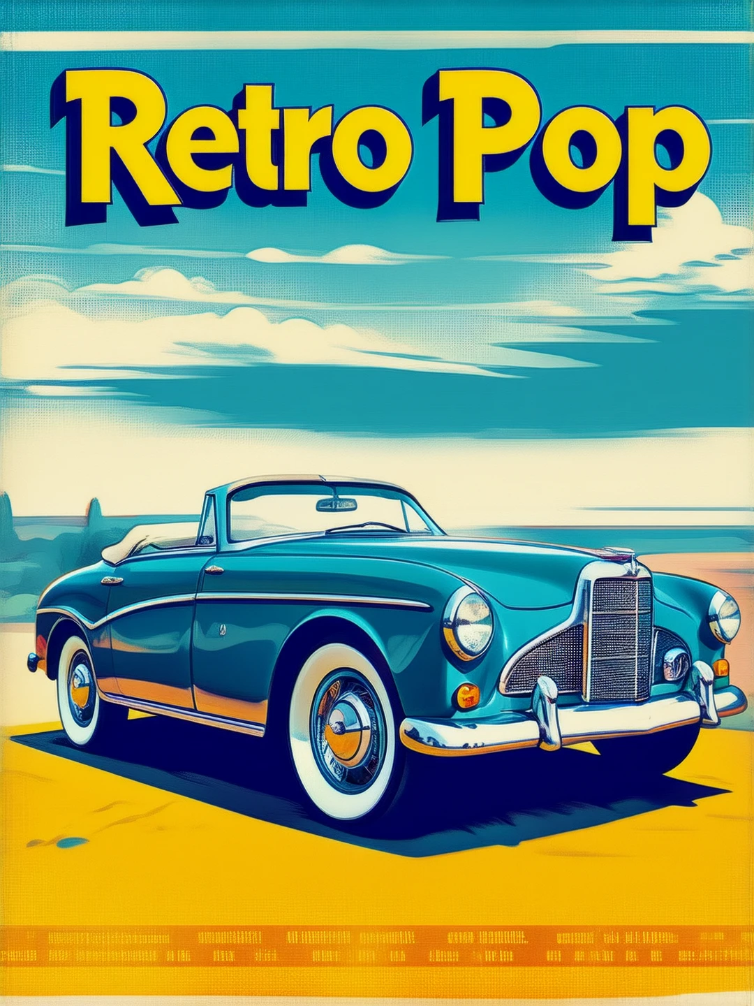 Poster. (text: "Retro Pop"). Classic car,
rtropopCE_style