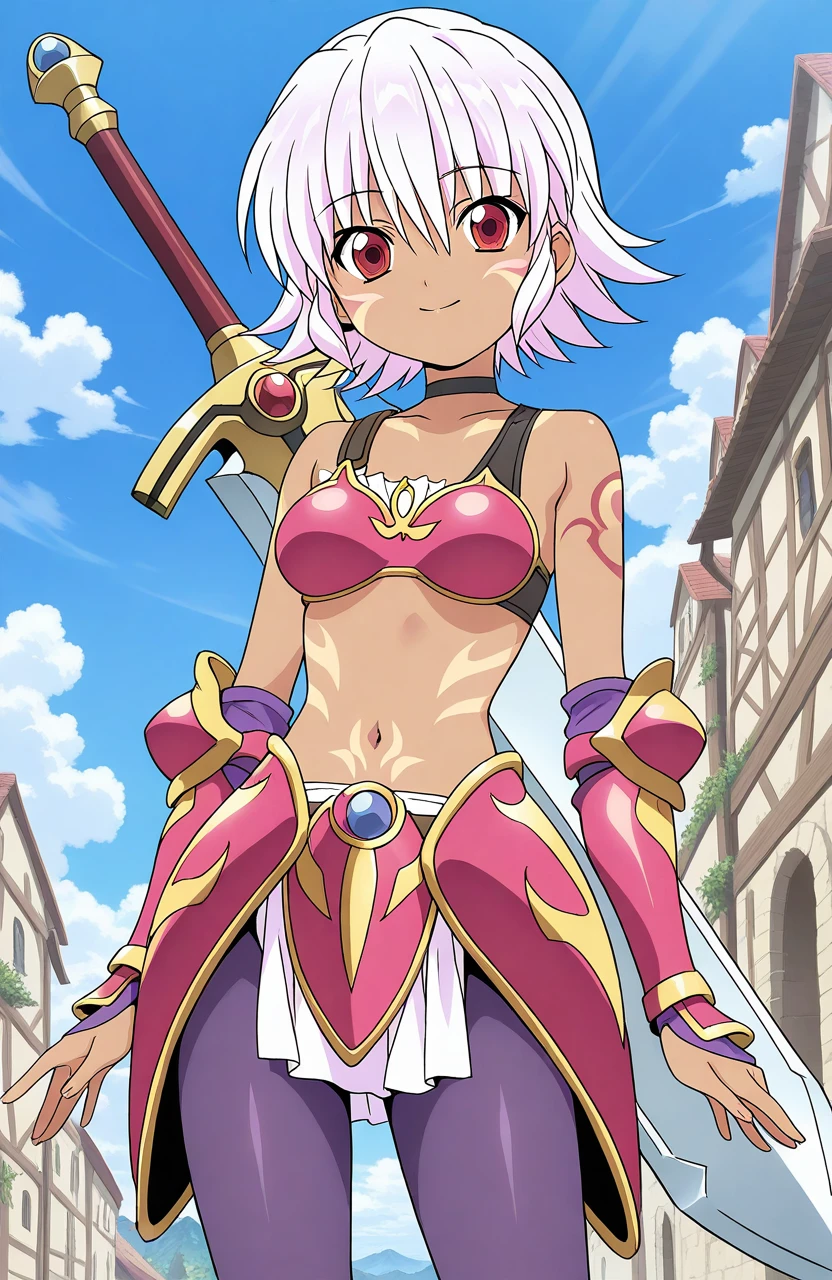 <lora:hack_blackrose:1> blackrose, pink hair, red eyes, dark skin, dark-skinned female, bikini armor, pantyhose, choker, midriff,   <lora:NakayamaTooru:1> sketch, mecha,, ultra detailed, masterpiece, best quality, aesthetic, detailed,