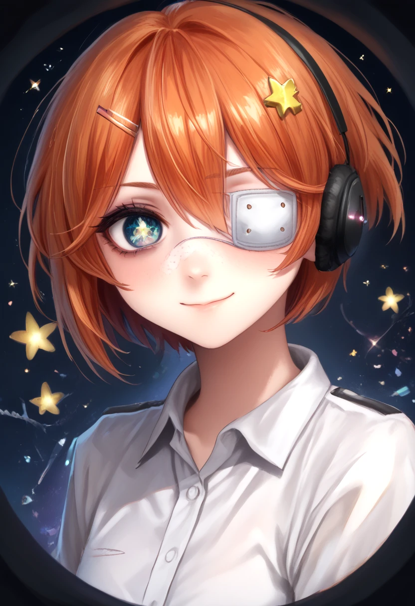 score_9,score_8_up,score_7_up,score_6_up,score_5_up,score_4_up,source_anime,<lora:adachi_rei_ai_voice_pony:1>,adachi_rei_ai_voice_pony,<lora:addetailv3_by_n0utis_pony:0.8>,1girl,abstract background,blue eyes,closed mouth,cosplay,empty eyes,eyeball,eyepatch,fisheye,hair ornament,hairclip,headphones,heart,looking at viewer,medical eyepatch,multicolored eyes,orange eyes,orange hair,portrait,pov peephole,red pupils,short hair,smile,solo,sparkle,star \(symbol\),<lora:POV_peephole_concept_ponyXL:0.8>,((pov_peephole)),focus eyes,zoom in eyes,bent_over,