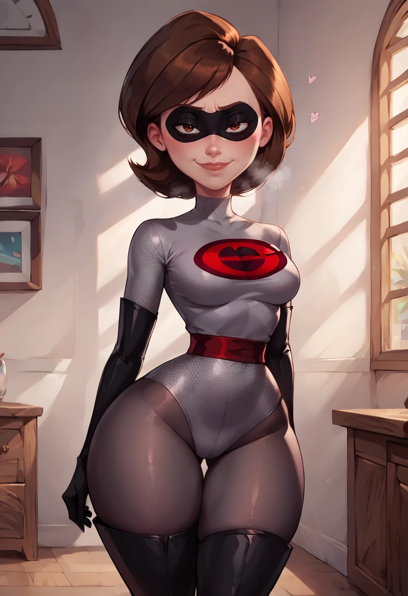 score_9, score_8_up, score_7_up,score_6_up, source_anime, bwf, g4n1m3, <lora:mfcgXL:0.8>  
BREAK
gr4y3lastig1rl, milf, 1girl, brown hair,grey bodysuit, superhero, domino mask, elbow gloves, thigh boots, thighhighs, in heat, smug, looking at viewer, medium breasts, narrow waist, thick thighs, black pantyhose, lips, closed mouth,  <lora:elastigirl-07:0.75>