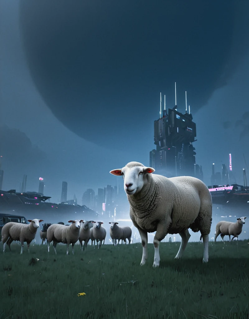 <lora:Space_Worlds_01__Poetic_xl:1.0> sw01p_xl, sheep in a cyberpunk british field