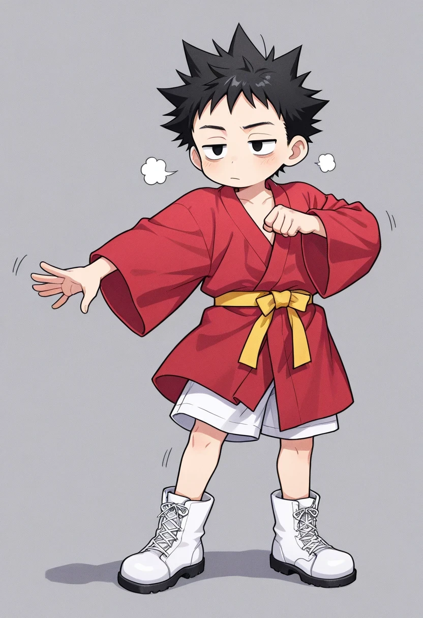 a 7 year old japanese boy, short hair, cute smiling face, traditional japanese loincloth outfit