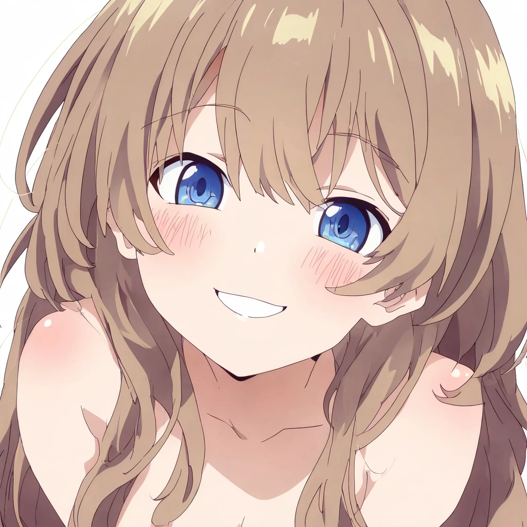 anime screenshot,solo,1girl,looking at viewer,smile,long hair, blush,,simple background,white background,upper body,masterpiece, best quality, very aesthetic, absurdres,<lora:Anime Pinups-NAI:0.8>