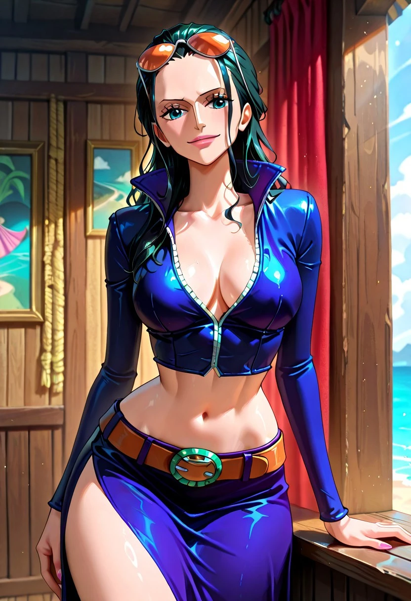 masterpiece, best quality, newest, absurdres, highres, FantasyCardd-V1.0, 1girl, Nico robin/(one piece/), black hair