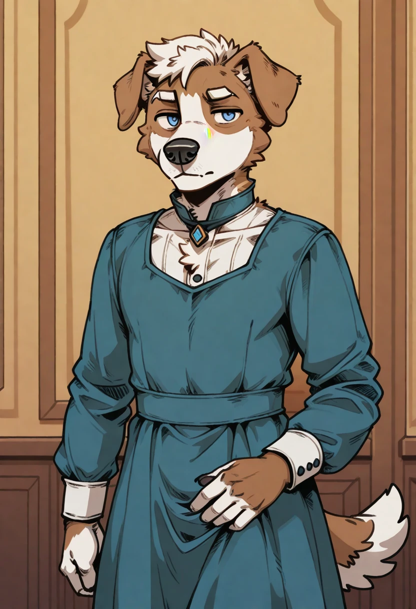 best quality, amazing quality, very aesthetic, absurdres, newest, michi_(oc), by dwc_marshal_arts, BREAK
furry, 1boy, solo, furry male, male focus, furry, animal ears, floppy ears, dog boy, tail, dress, <lora:Michi_OC_Illustrious:0.7>, <lora:DWC_Marshal_Arts_style_Illustrious:1>