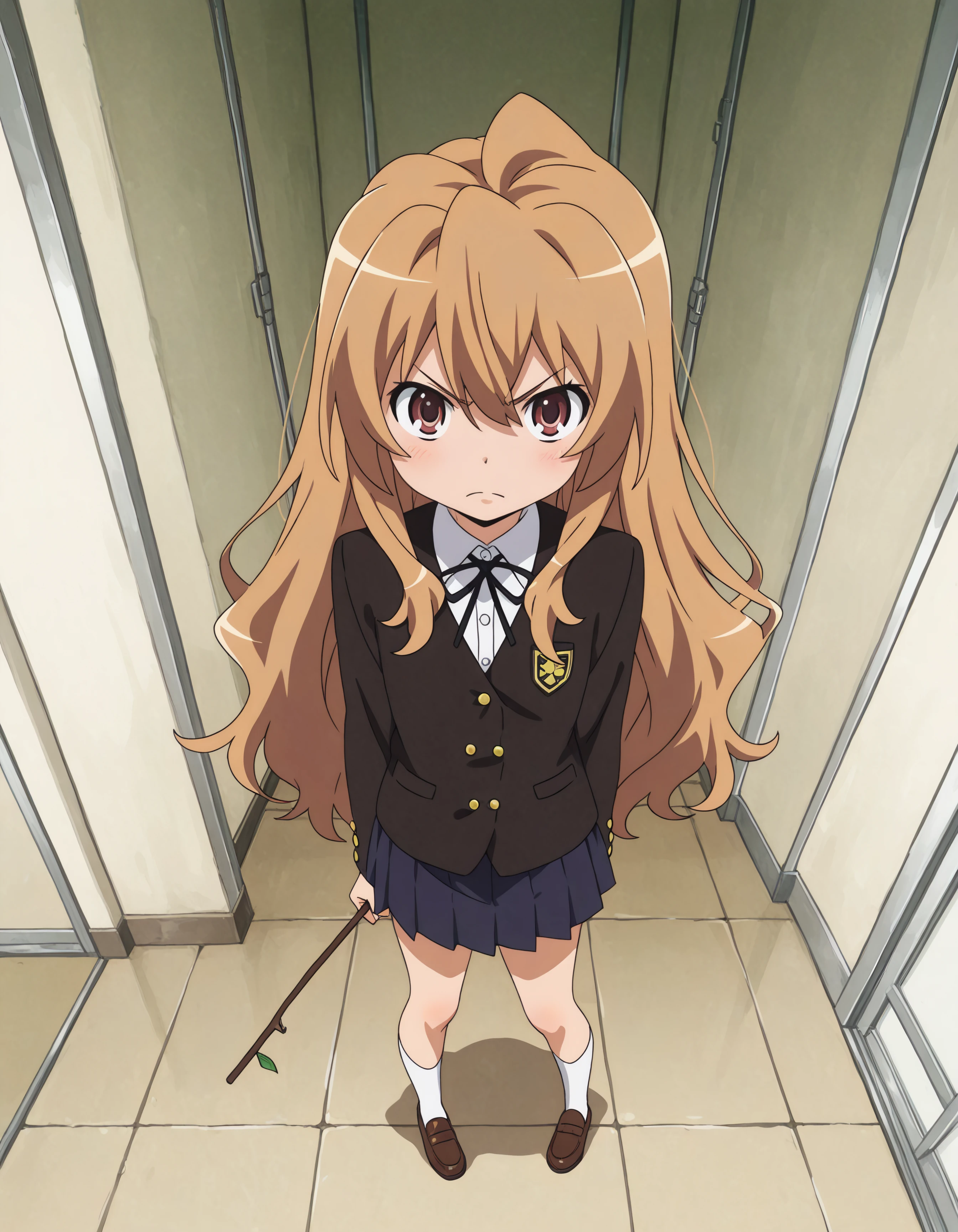 1girl, brown eyes, school uniform, tagai, light brown hair, long hair, full body shot, school uniform, angry, holding a stick, ultra kawaii, hdr, low contrast,
masterpiece, best quality, absurdres, masterpiece, highres, perfect anatomy, anime style, anime screenshot, 8k wallpaper, ultra high quality, (extremely detailed cg), perfect lighting, (sharp image), dynamic angle