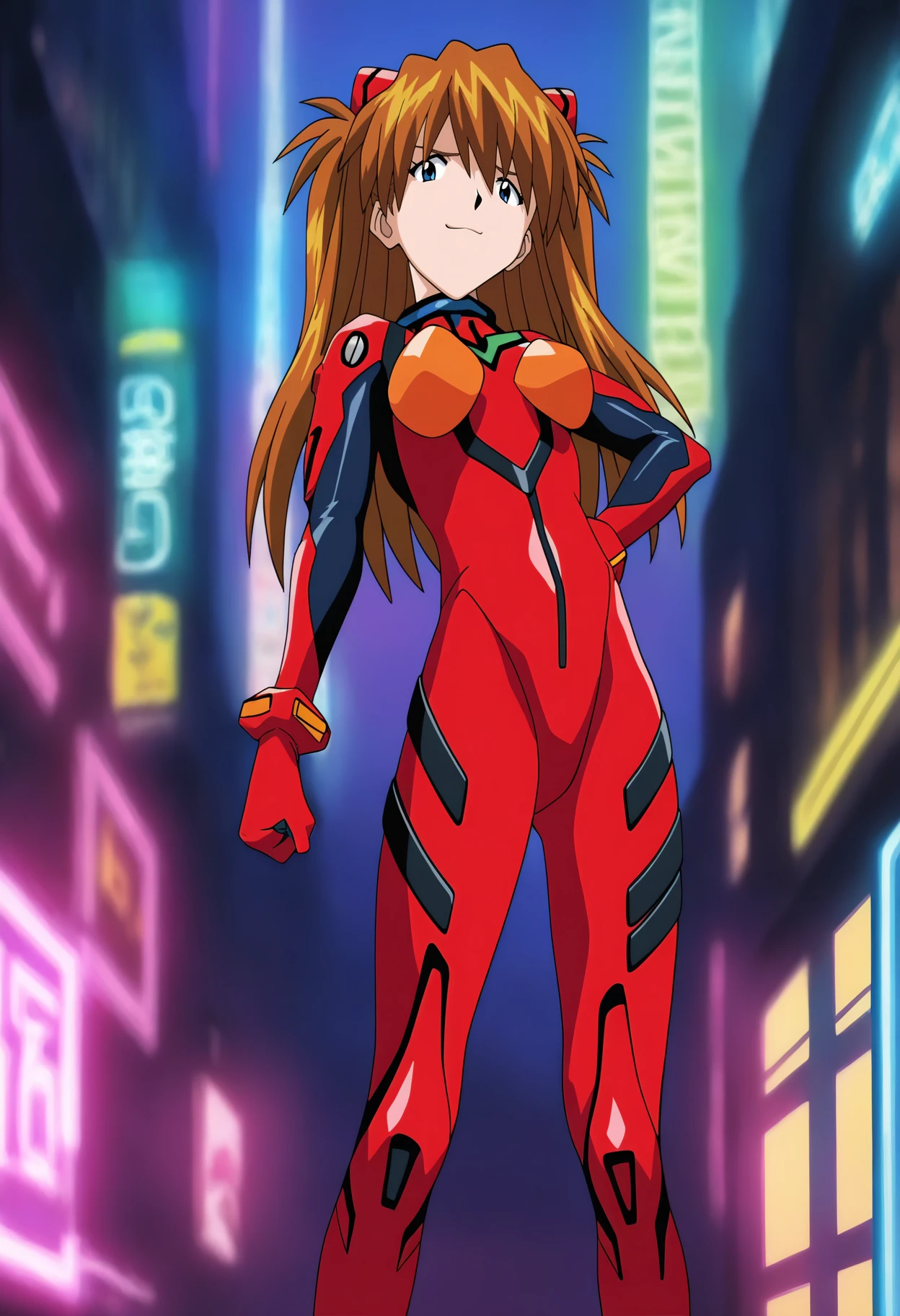 best quality, amazing quality, very aesthetic, absurdres,
BREAK
1girl, asuka langley, red plugsuit, standing, smug, looking at viewer, futuristic background, neon light , buildings, night, <lora:DivergenceEveNoobLocon_byKonan:1>
