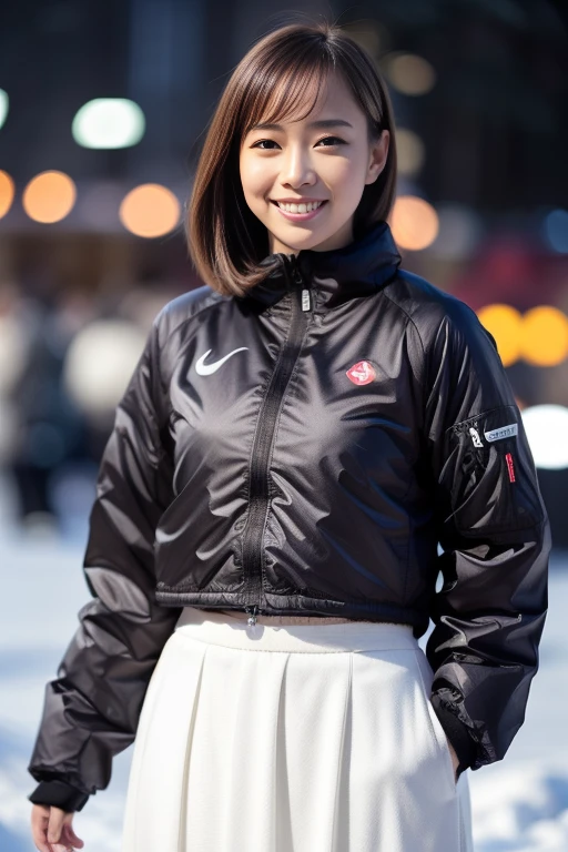 1girl,,(RAW photo, best quality), (realistic, photo-realistic:1.4), masterpiece, an extremely delicate and beautiful, extremely detailed, 2k wallpaper, Amazing, finely detail, extremely detailed CG unity 8k wallpaper, ultra-detailed, highres, soft light, beautiful detailed girl, extremely detailed eyes and face, beautiful detailed nose, beautiful detailed eyes,cinematic lighting,perfect anatomy,slender body
(at a park), (winter scenery),(snow park in the background), Sapporo Odori Park Winter Festival, festival lights (bokeh)
(wearing winter jacket) (long skirt)
(smile)
<lora:chest size:-1>
<lora:ishikawakasumi_lora:0.8>