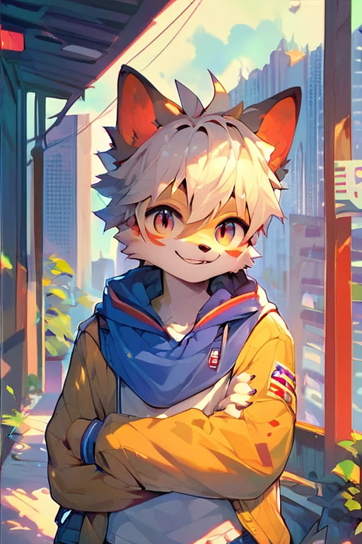 <lora:PFD-FurryDiffusionV1.1.0:0.75>,score_9,score_8 up,score_furry,furry,type furry normal,1boy,teenager,smile,city,bust,looking_at_viewer,