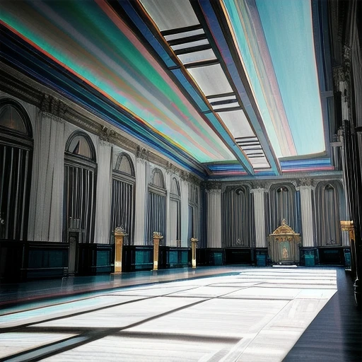(no humans, low view, very wide shot, scenary, perspective, outdoors landscape, In a gleaming, crystal palace on a distant moon, a delegation of dignitaries from rival planets gather around a grand, throne-like console that appears to be made of pure, polished silver. The room is filled with an otherworldly light that seems to emanate from the very walls themselves, casting long shadows across the floor as they engage in a tense, high-stakes diplomatic meeting.:1.5), stunning modern urban upscale environment, wallpaper, unparalleled masterpiece, finely detail, incredibly absurdres, perfect artwork, highres, intricate, UHD, HDR, 32K, 16K, promotional poster, natural lighting, professional photograph (in style of Robert Adams:1.5), movie promotional poster, textured skin, vibrant details, abstract beauty, studio quality, UHD, trending on artstation, traditional media, professionally color graded, monochrome, greyscale, black and white photograph, professional greyscale photograph with Hasselblad 500C/M, Nikon AF-S 105mm f/1.4E ED, Kodak T-MAX 100) <lora:photo_aesthetic_slider:0.7> <lora:hyperdetailer_v080:0.3> <lora:BT_Pattern_Pastel_v1:0.2>