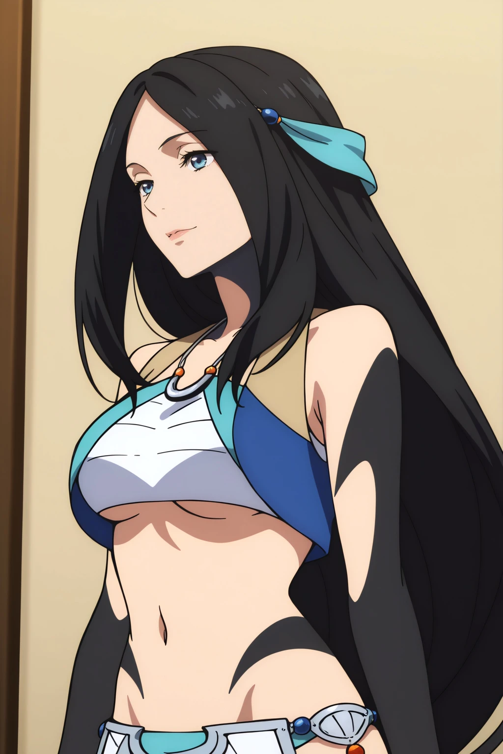 anime coloring, sadina, headband ribbon, multicolored skin <lora:COMMISSION-Tate no yuusha-Sadina-illustrious:1>