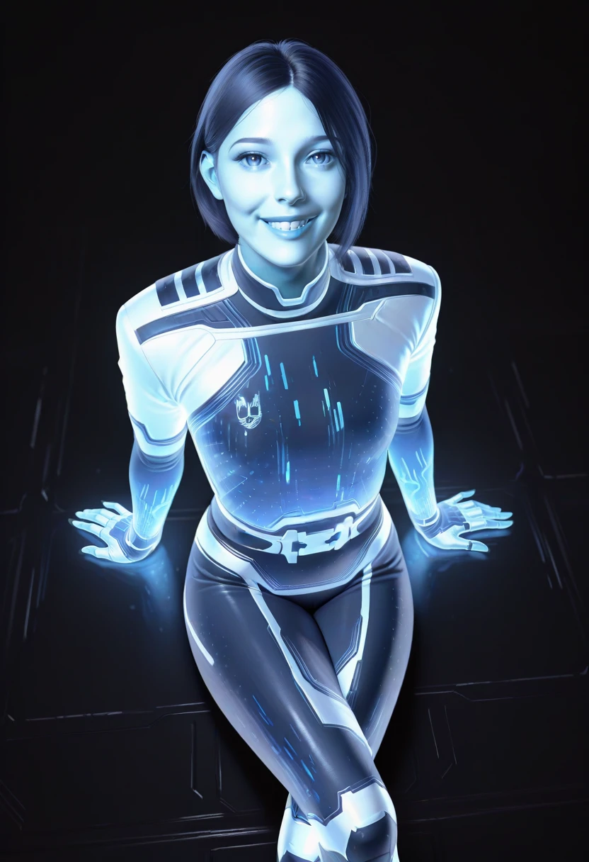 masterpiece, best quality, high quality, focused subject, detailed, from above,
1girl, solo, USTheWeapon, blue skin, holographic girl, holographic clothes,
sitting, on floor, crossed legs, looking at viewer, smile, parted lips,
simple background, dark background,
<lora:USTheWeaponIL:1>, <lora:reij-detaILer:0.8>, <lora:DarkerThanDarkIllustriousV1:0.8>