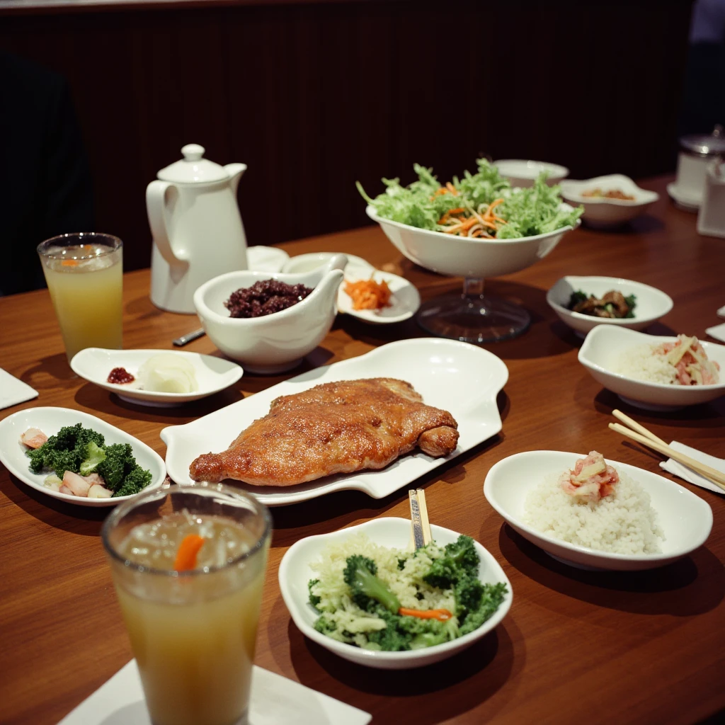 cinematic film still of <lora:Cinematic Film Stock Nolan v1:0.8>
Cinematic Film Stock Footage of a table with a lot of Asian food on it, 5219 500T style, 5207 250D style, Fujicolor style, 5213 200T style, 5203 50D style, perfect image, perfect body, perfect anatomy, sharp image, detailed image, film color style, high quality photography, cinematic photography style, Cinematic Film Stock style, food, cup, no humans, table, plate, bowl, chopsticks, meat, food focus, still life, vegetable, wooden table, soup, rice, fish (food), shallow depth of field, vignette, highly detailed, high budget, bokeh, cinemascope, moody, epic, gorgeous, film grain, grainy