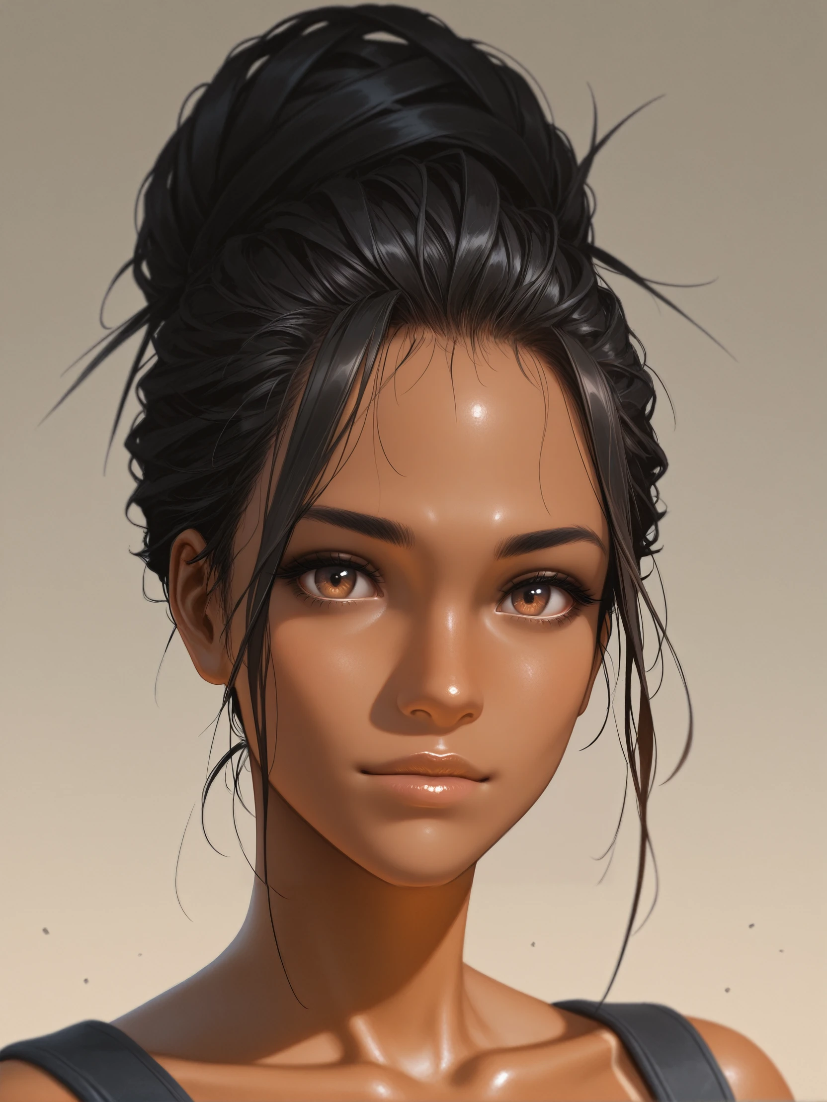 masterpiece, best quality, absurdres,
<lora:ILCyberPanam:1.0>
CyberPanam, 1girl, black hair, brown eyes, hair updo, dreads, tanned, looking at viewer, portrait