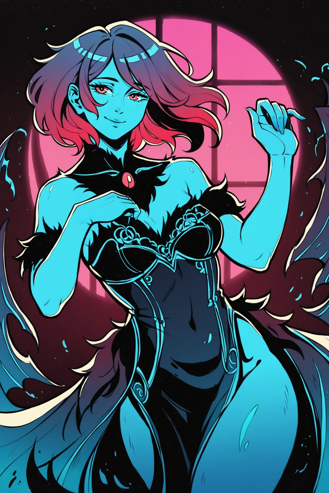 Score_9, score_8_up,
Detailed, details, cthulhuseeker, dark, gradient,
girl, shy smile, fur-trimmed dress, expressive hair, wide hips,
Detailed background, cozy room, dark room, high-contrast, seductive pose,  <lora:Cthulhuseeker_style_PDXL:1>