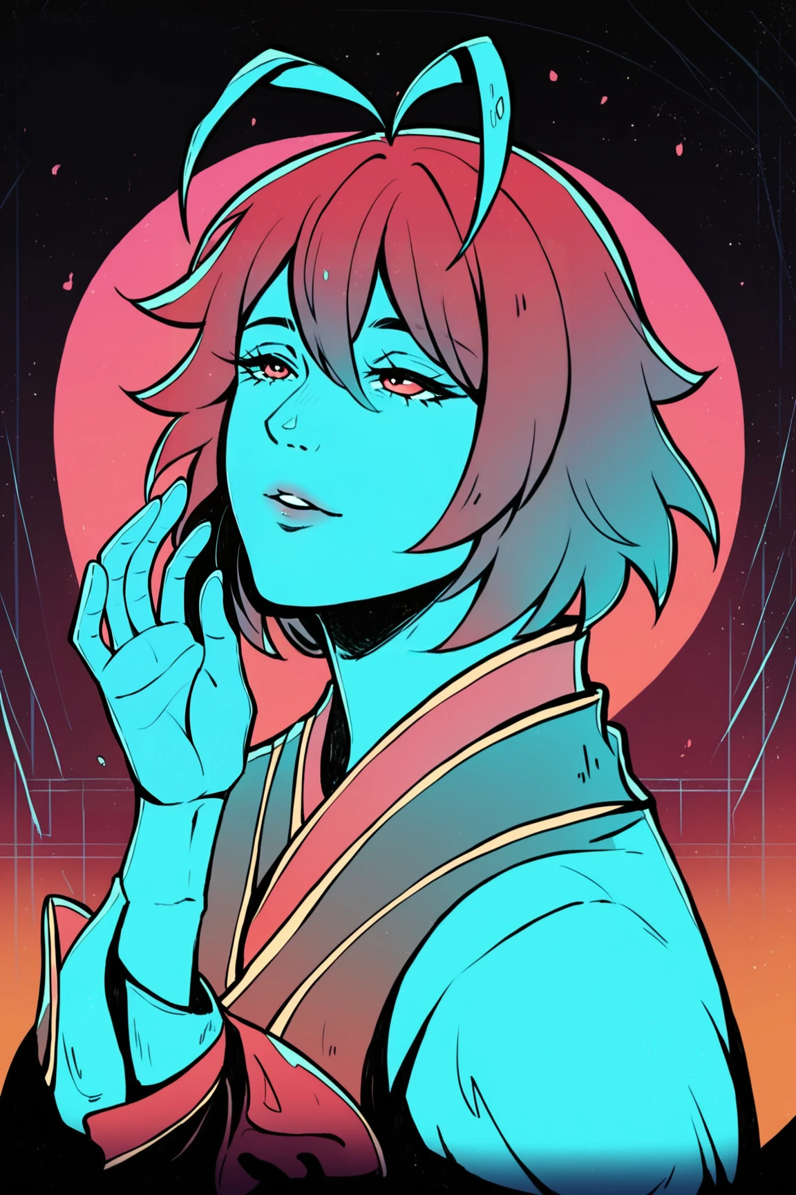 Score_9, score_8_up,
Detailed, details, cthulhuseeker, dark, gradient,
girl, athletic leotard, single hair intake, wide hips, looking up,
Detailed background, cozy room, dark room, high-contrast, seductive pose, hand up,   <lora:Cthulhuseeker_style_PDXL:1>