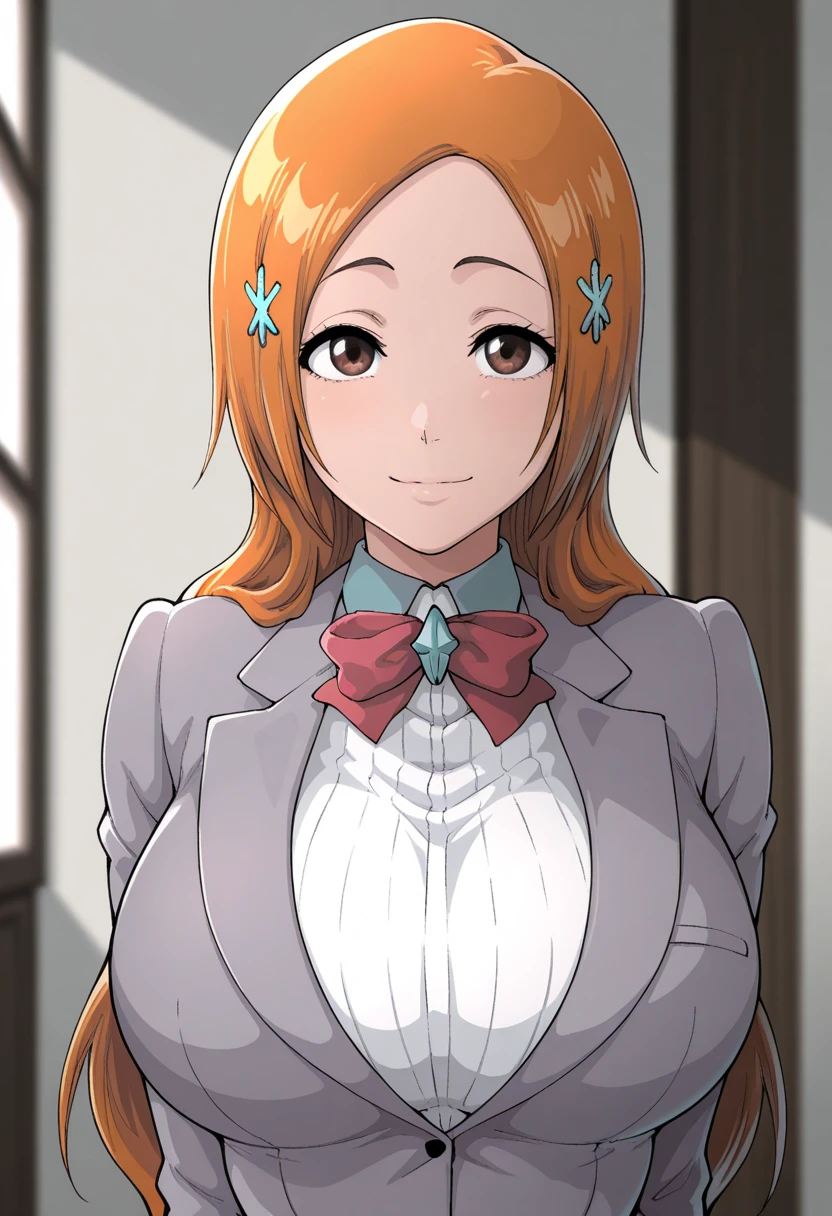 masterpiece,best quality,amazing quality, 1girl, inoue orihime, closed mouth, light smile,