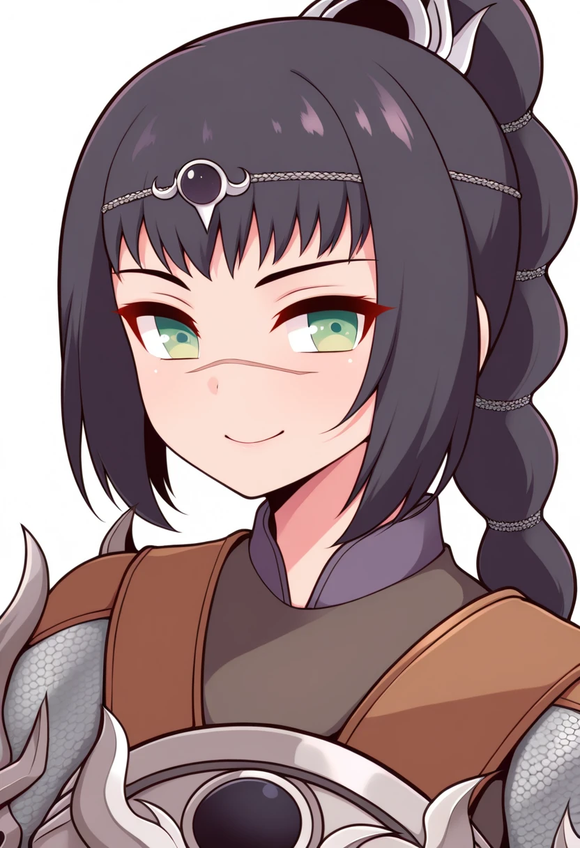 best quality, amazing quality, very aesthetic, absurdres,
BREAK
1girl, solo, shadowheart, black hair, braided ponytail, green eyes, scar on face, circlet, armor,
smile, looking at viewer, upper body, simple background, white background, <lora:YuuYumezakuraNoobLocon_byKonan:1>, <lora:ShadowHeartIllustrious_byKonan:0.8>