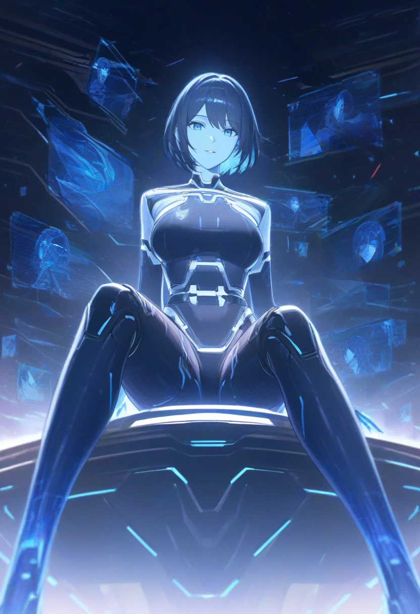 masterpiece, best quality, amazing quality,
1girl, solo, USTheWeapon, blue skin, holographic girl,
sitting, legs legs apart,
facing viewer, looking at viewer,
light smile, parted lips,
<lora:USTheWeapon:1>,