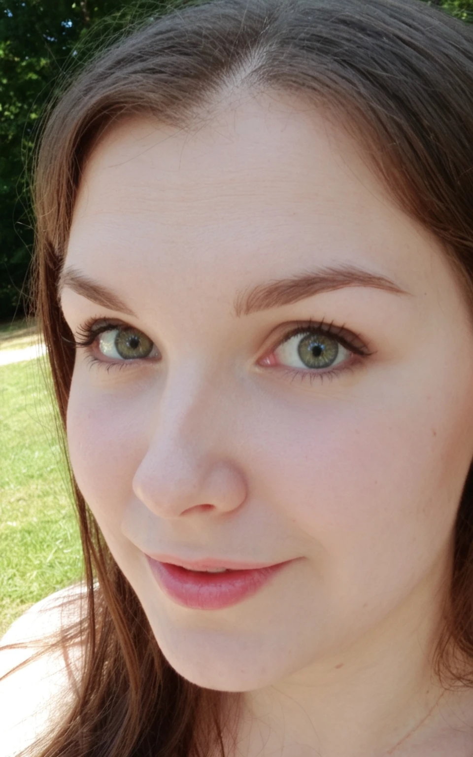 closeup, candid, park, eye contact, sunny, blur <lora:kittyklaw_sdxl:0.9>, <lora:dmd2_sdxl_4step_lora_fp16:0.7>