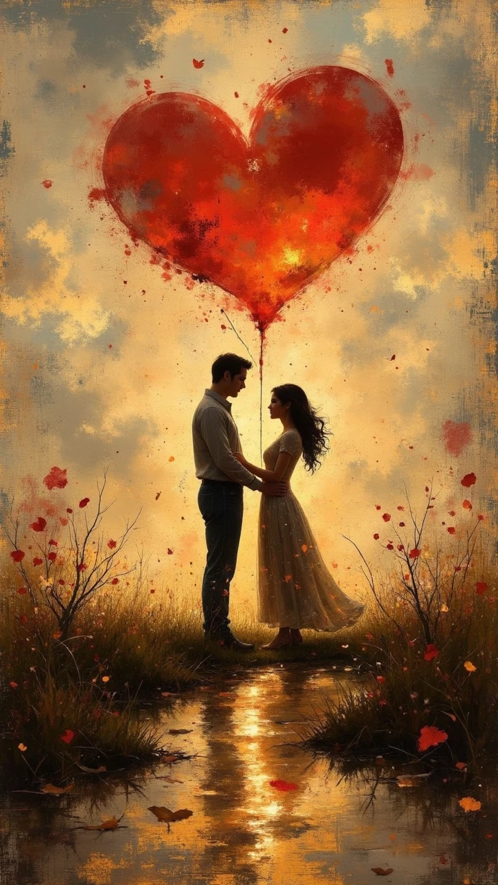 aidmaLOVEboost,Romantic masterpiece,at the river,Neutral color palette,golden hour,Warm color palette,realism,gritty industrial Recycled art