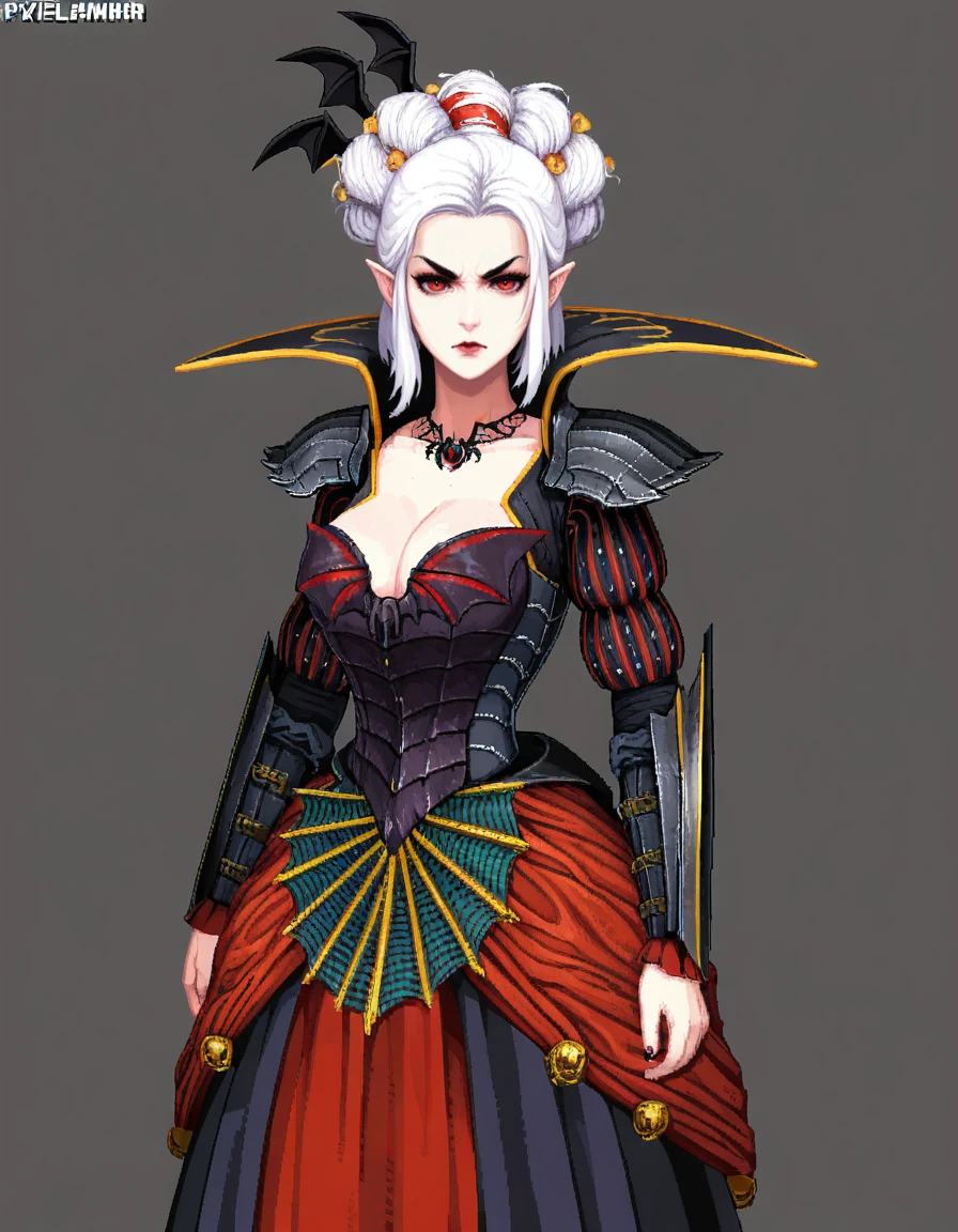 masterpiece, good quality, best quality, (pixel art:1.5),
LahmianVampire, armor, dress,  pale skin, white hair, pointy ears, 
solo,
<lora:LahmianVampire_Vpred:0.75>