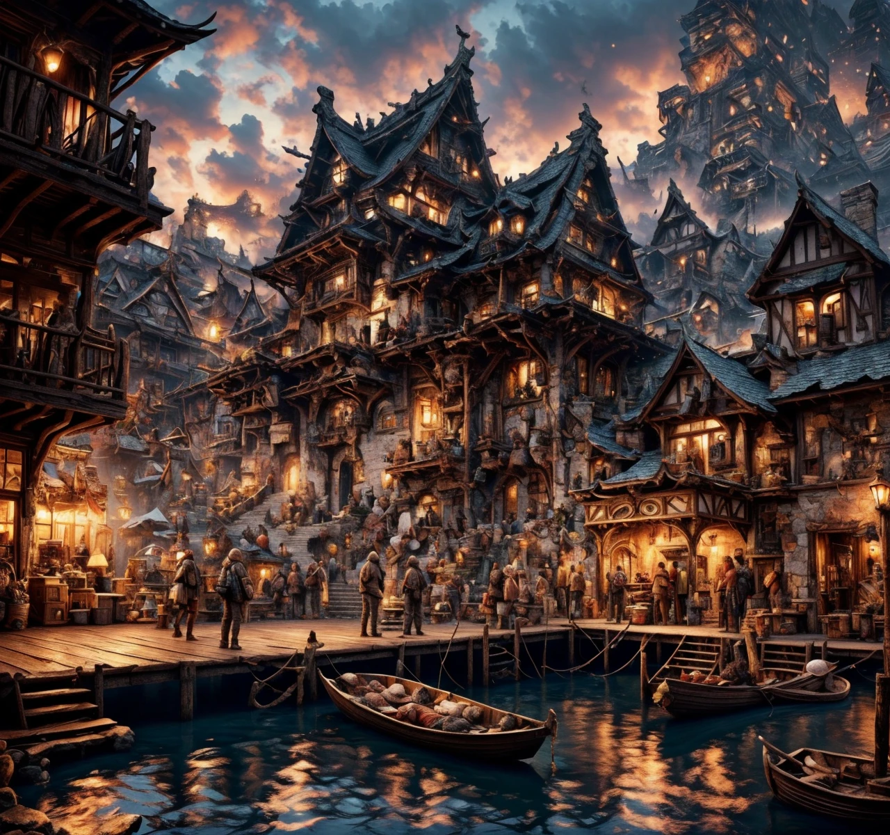 RAW photo, (masterpiece:1.3), subsurface scattering, heavy shadow, (high quality:1.4), (intricate, high detail:1.2), professional photography, HDR, High Dynamic Range, realistic, ultra realistic, photorealistic, high resolution, film photography, ambient lighting, atmospheric effects, <lora:detail_slider_v4:2>, OverallDetail, <lora:HarborAndDocks:1>, 4boys, a group of smugglers on a lonesome dock, hado, water, harbor, water