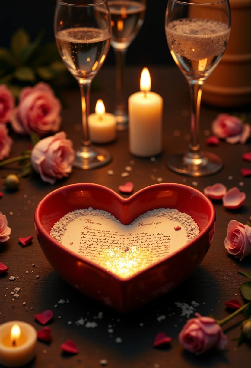 "A candlelit scene with a burning love letter, ashes falling into a heart-shaped bowl, surrounded by wilted flowers and empty wine glasses."
, aidmaLOVEboost, aidmamj6.1, aidmafluxpro1.1