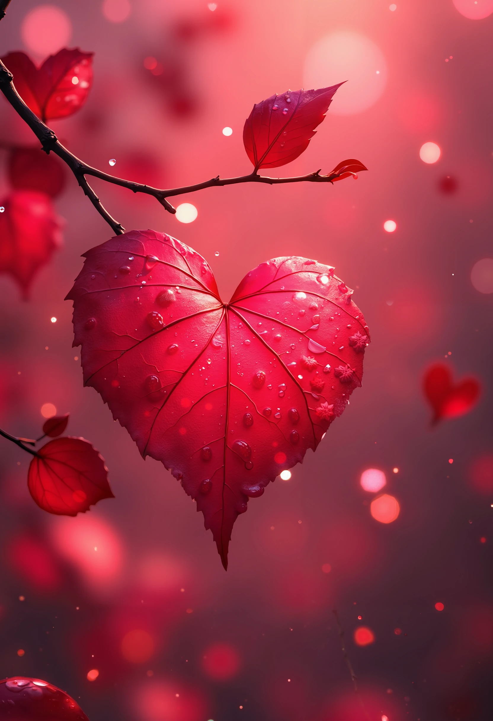 "Visualize an interpretation of a red heart , floating through the sky above a living and dynamic forest. Integrate black and white colors and sharp angles, to convey a feeling of movement and tension. Play with perspective and layering, to create a multidimensional composition, which questions traditional notions of space and form. Be inspired by the avant-garde spirit and see nature in a fresh and innovative light.. Unleash your creativity, as you bring this imaginative scene to life on the screen."