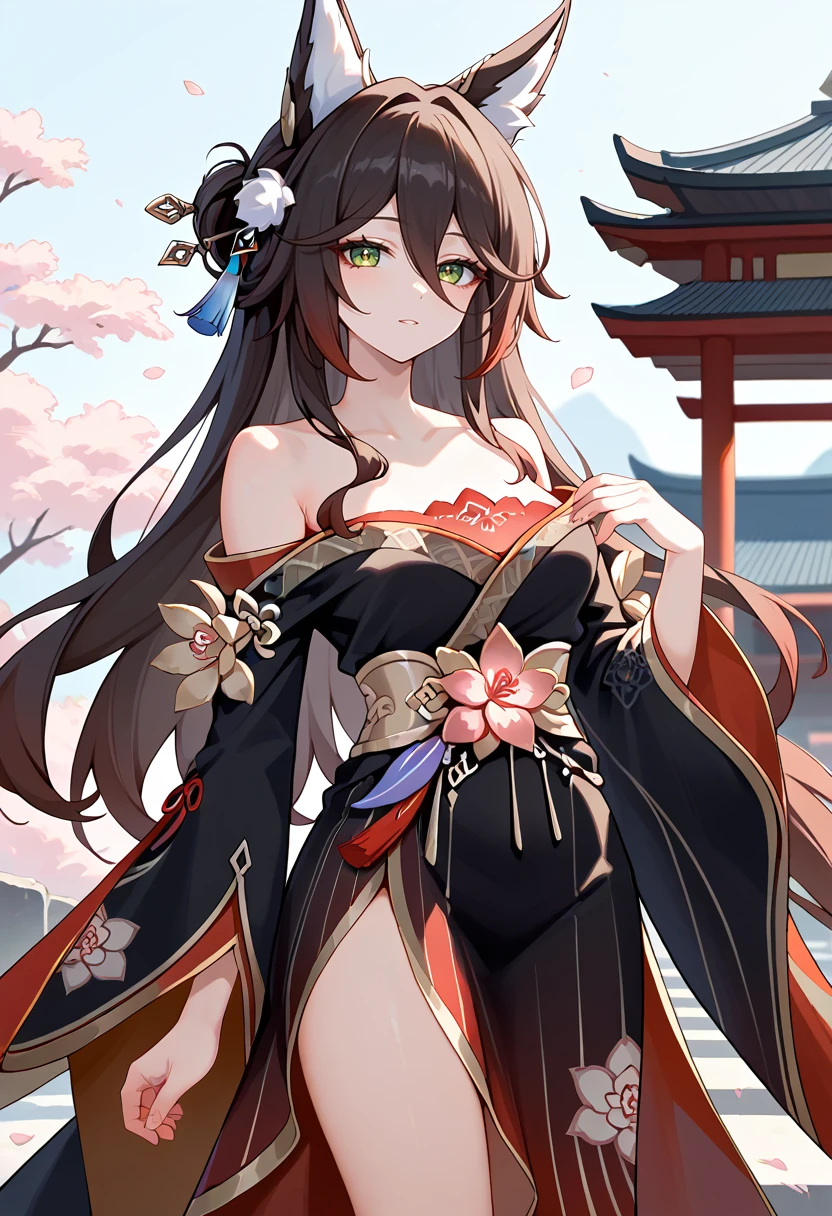 score_9,score_8_up,score_7_up,score_6_up,score_5_up,score_4_up,
1girl, fugue \(honkai: star rail\), fox ears, long hair, black dress,floral print, sash, hair ornament, long sleeves, wide sleeves, breasts, off shoulder, chinese clothes,
outdoors, cowboy shot, solo, looking at viewer,
<lora:fugueponyxl3:1>