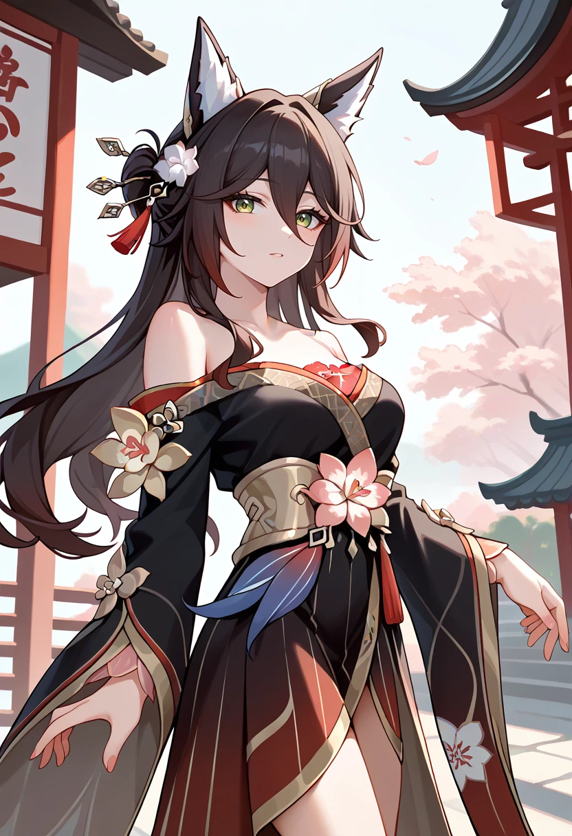 score_9,score_8_up,score_7_up,score_6_up,score_5_up,score_4_up,
1girl, fugue \(honkai: star rail\), fox ears, long hair, black dress,floral print, sash, hair ornament, long sleeves, wide sleeves, breasts, off shoulder, chinese clothes,
outdoors, cowboy shot, solo, looking at viewer,
<lora:fugueponyxl3:1>