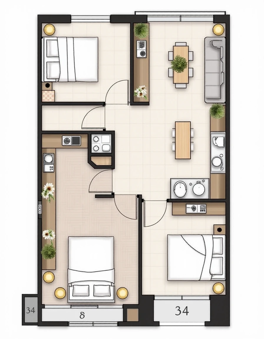 <lora:JJsFloorPlan_Flux_epoch_5:1> ,((floor_plan)), no humans, door, plant, sink, bathroom, comic, window, indoors, tiles, table, flower, toilet, potted plant, from above, bed, house