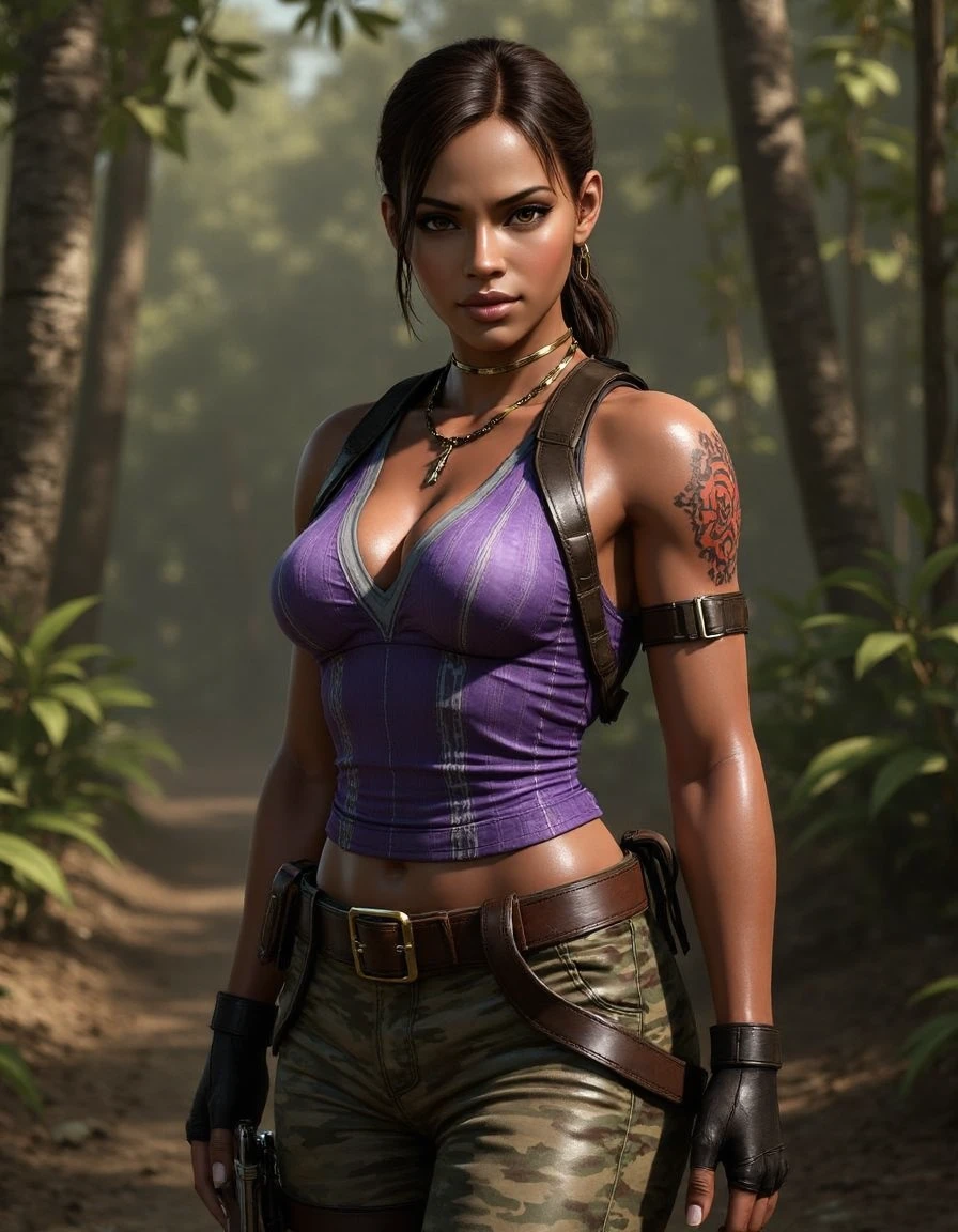 Lara croft(tomb raider character ) in action position 