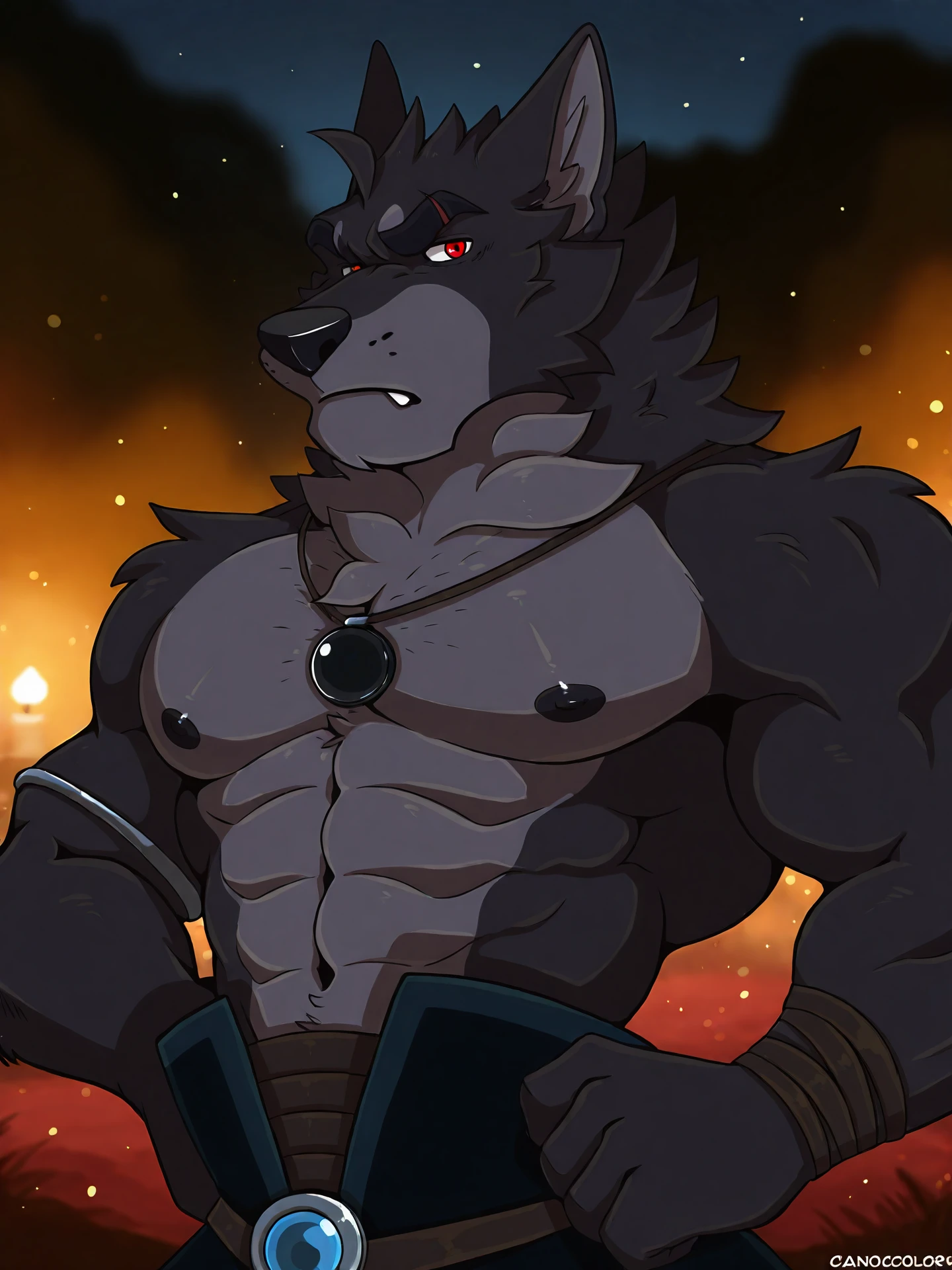 BREAK, Master masterpiece, a high resolution, 8K, detailed background, High quality, BREAK, BREAK, (black fur, black sclera, Red eyes, Fluffy fur, Detailed fur)) shaggy, broken, masculine, BOY, Humanoid, fig leaf, loincloth (Ancient Greek architecture,  necklace, Bracelet), One