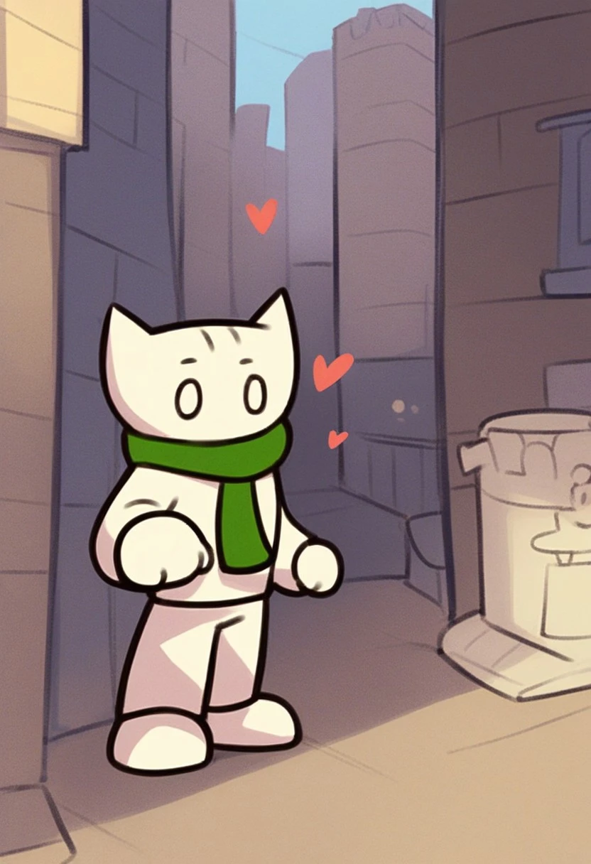 score_9, score_8_up, score_7_up , masterpiece, beautiful, 1 boy, solo
,TherisDoki, Cat Boy, furry, cute, chibi, cat ears, animal nose, o o,
, green scarf.
cat Boy, furry, cute, chibi, cat ears, animal nose, o o,
white long sleeves sweater, white pants, standing, hearts rain, city backgorund, white colored city