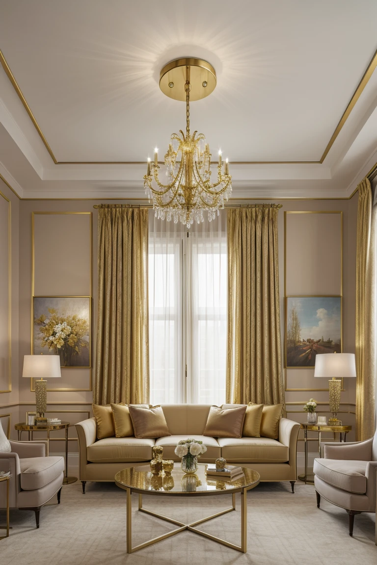 <lora:JJsAffordableLuxury:1> , ((affordable luxury)), ,ultra realistic, masterpiece, best quality,tv , ceiling light, (fabric sofa), table, flower, curtain, window, bed, painting, gold, center composition, photography, capturing moments, storytelling, creative composition