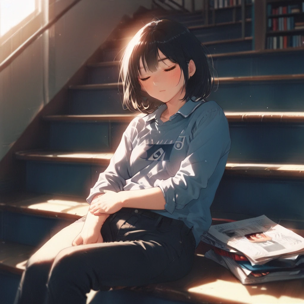 a bedroom of a nerdy anime girl, on the style of the "Death Note" anime series, no character, masterpiece, precision
