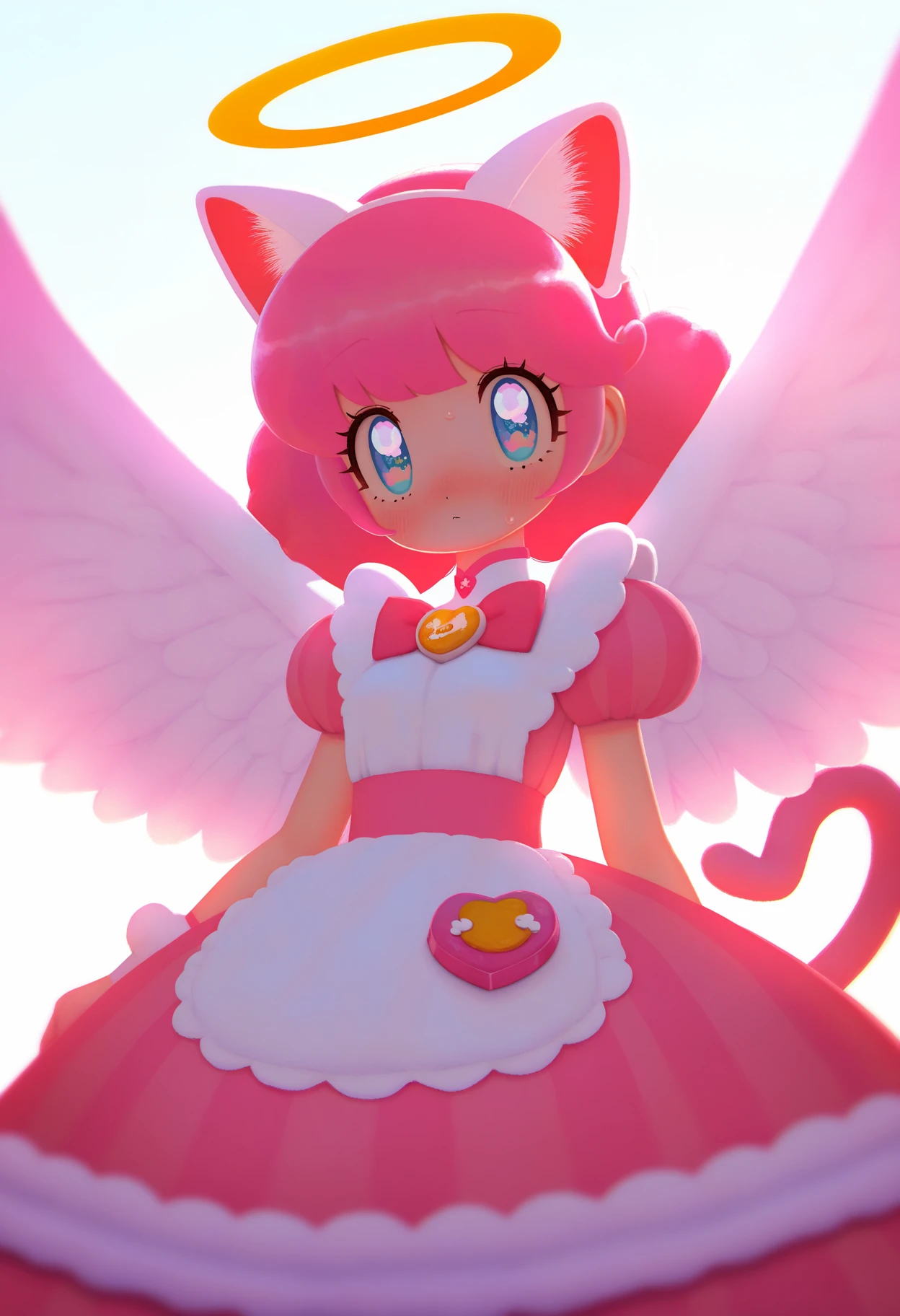 best quality, amazing quality, very aesthetic, absurdres, kunitarou-art,
BREAK
1girl, angel wings, animal ears, blue eyes, cat ears, cat girl, cat tail, dress, long hair,
looking at viewer, magical girl, pink hair, pink theme, solo, tail, wings, yume kawaii, yume ne, <lora:KunitaroNoobLocon_byKonan:1>