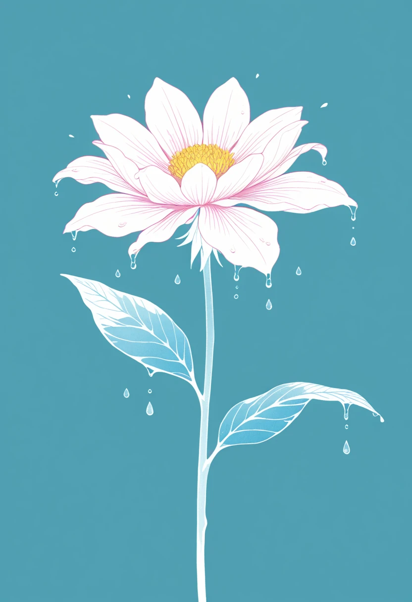 (attentive:1.2), masterpiece,best quality,amazing quality,very aesthetic,absurdres,newest,<lora:dark:0.6>, no humans, flower, leaf, water drop, simple background, partially colored, pastel colors, colored lineart,