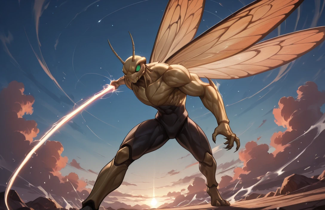 masterpiece, best quality, newest, absurdres, highres, furry, perfect anatomy,
8K, In'ei, photographic realism, 8K CGI render, absurd details,
<lora:Locust_(Illustrious)_(AD):0.85> locust, exoskeleton, anthro,
exterior, alien planet, soft detailed fluffy anime clouds, anime blue sky, masterclass background,
knee strike, insect abdomen, male focus, solo, wide thick upper body, thick arms, thick legs, large shoulders,
EZRealPONYXL, zPDXL, zPDXLxxx,