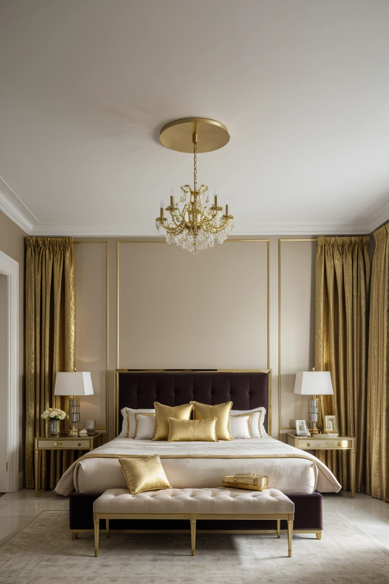 <lora:JJsAffordableLuxury:1> , ((affordable luxury)), ,ultra realistic, masterpiece, best quality,tv , ceiling light, (fabric sofa), table, flower, curtain, window, bed, painting, gold, center composition, photography, capturing moments, storytelling, creative composition