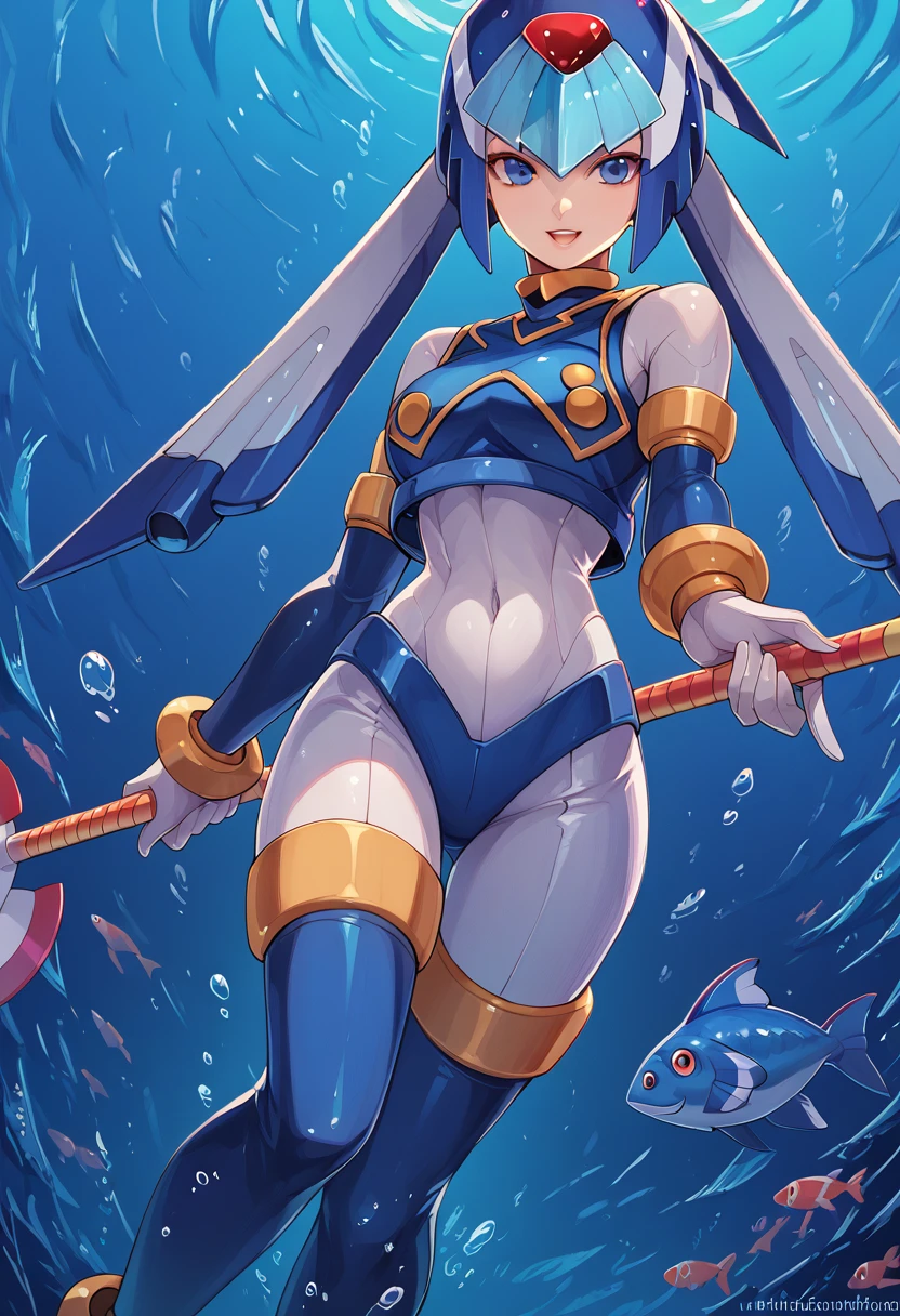 masterpiece, best_quality, 1girl, solo,slime, water  hair,, green eyes, full body, standing on water, ((blue skin colour))