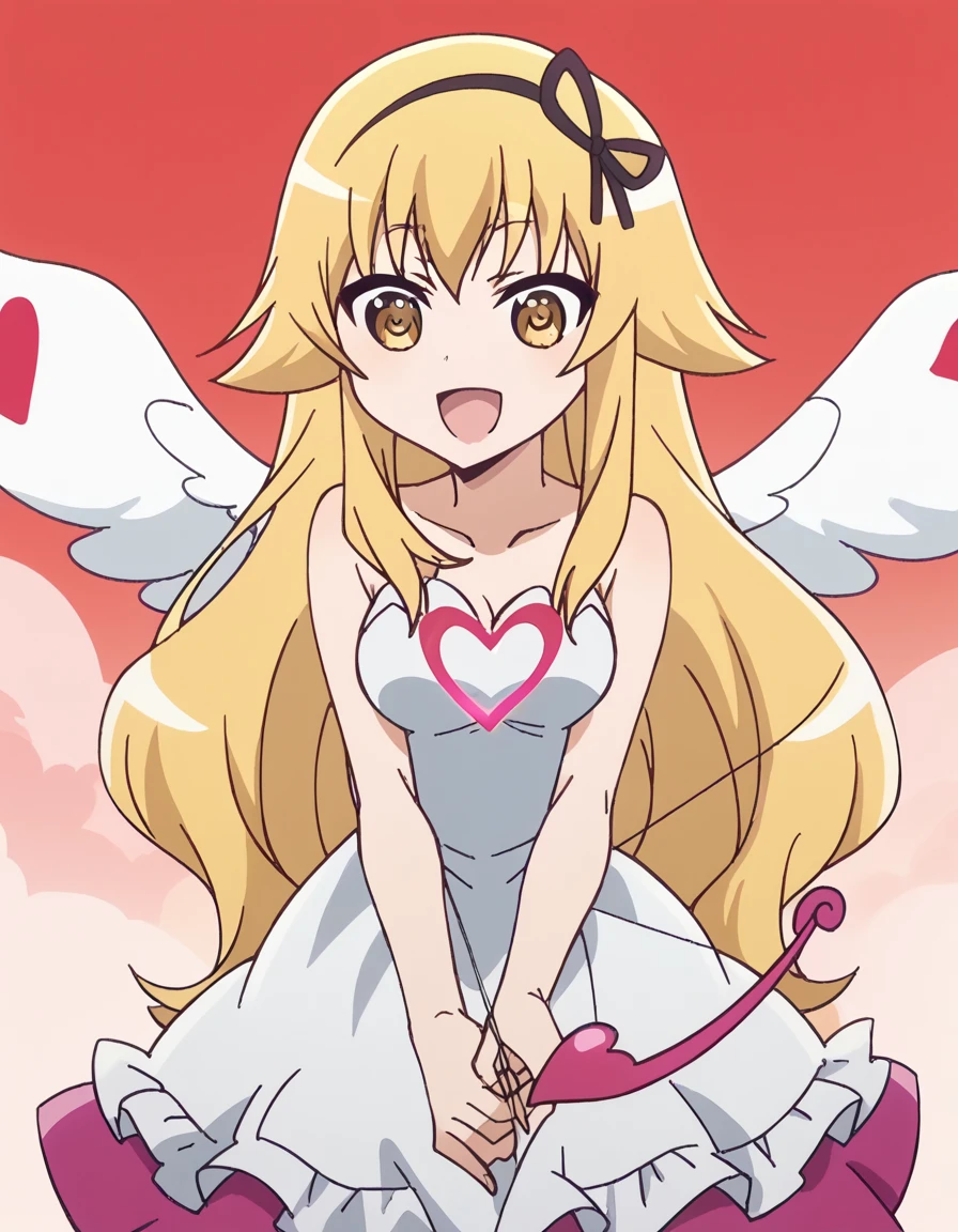 score_9, score_8_up, score_7_up, source_anime, <lora:konoha-suetsugi-s1-ponyxl-lora-nochekaiser:1>, konoha suetsugi, long hair, blonde hair, yellow eyes, hairband, hair flaps, medium breasts, anime screencap,, <lora:cupid-ponyxl-lora-nochekaiser:1>, cupid, dress, bare shoulders, weapon, heart, wings, bow (weapon), arrow (projectile), angel, smile, open mouth, heart arrow,, , cowboy shot, solo