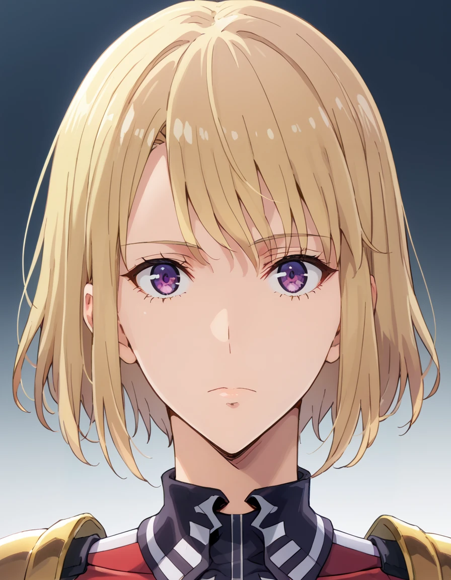 score_9, score_8_up, score_7_up, source_anime, uncensored, BREAK
1girl, solo, looking at viewer, gradient background, portrait, expressionless,
short hair, blonde hair, purple eyes,
hunter outfit, red bodysuit, pauldrons, black collar,
shizuku kousaka (na honjaman level up),
<lora:shizuku_kousaka-na_honjaman_level_up_s2-pxl-anime-soralz:1>